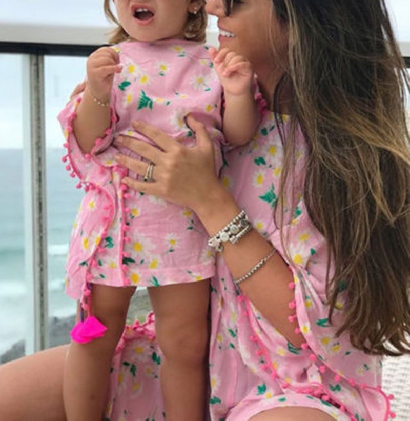 Douhoow Toddler Baby Girls Swim Cover-up Beach Sundress Summer Poncho Rash Guards (Pink  2-3T) - Image 3